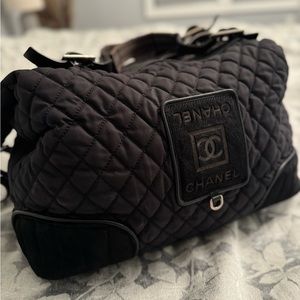 Channel Pony hair duffel black quilted
